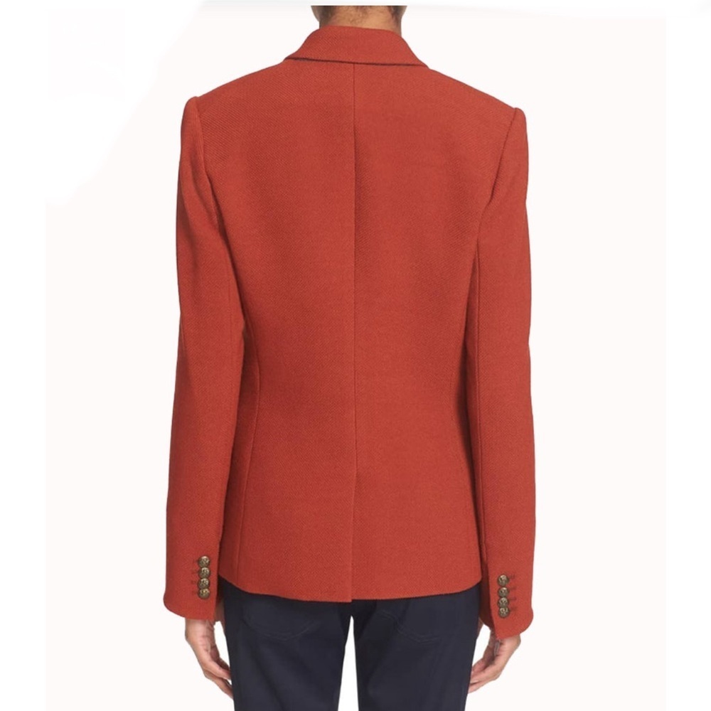 VERONICA BEARD Peninsula Peak Lapel Faux DB Blazer Jacket Brick Brown Orange 6 - Picture 3 of 10